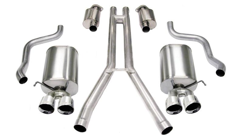 Cadillac XLR Performance Exhaust - Rear - CORSA Performance - Sport Cat-Back + Dual Rear Exit + Twin Polished Pro-Series Tips - Polished - `04-`08